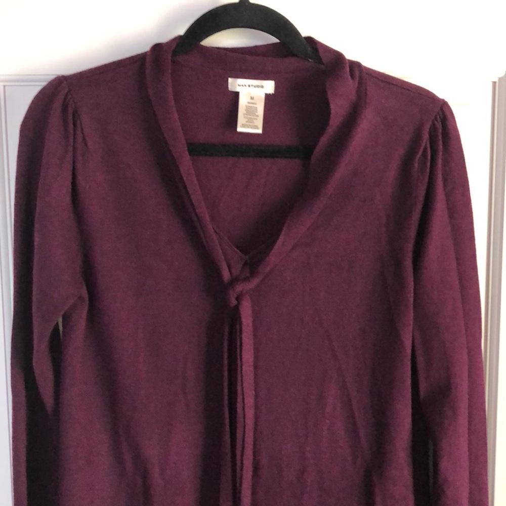 Max Studio • Purple Sweater Dress with Neck Tie